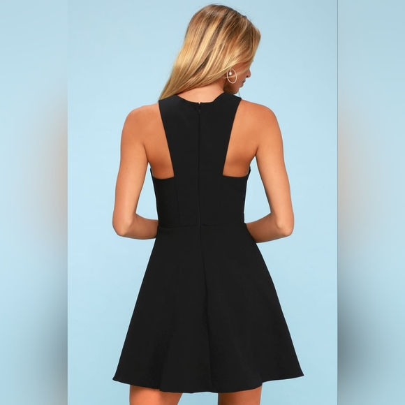 Lulu's Norma Black Cross Strap Skater Mini Dress Women's Size Medium M - Picture 3 of 13